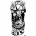 Temporary tattoo sticker featuring broken clock and family design, perfect for arm body art. - NZ954 Clock Silhouette Style / 19.8x9.6CM