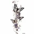 Floral butterfly temporary tattoo sticker, elegant vine body art for arms and collarbone. - Vertical Butterfly Vine Style (NZ1305) / 19.8x9.6CM