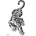 Adesivo per tatuaggio di tigre in bianco e nero, totem animale per mano o piede alla moda. - HL070