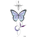 Adesivo per tatuaggio temporaneo con farfalla blu elegante, luna e arte geometrica floreale. - Stile Farfalla Sfumata (FO296) / 15x7CM