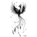 Adesivo tatuaggio fenice nera arte corporea temporanea impermeabile design chic - FO053
