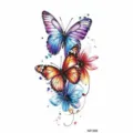 Watercolor butterfly flower temporary tattoo sticker for arm and collarbone body art. - Watercolor Floral Butterfly Style (NZ1306) / 19.8x9.6CM
