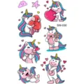 Cute unicorn temporary tattoo sticker sheet, waterproof cute cartoon body art design. - SW30