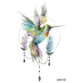 Watercolor hummingbird temporary tattoo sticker, stylish body art for arm, neck, and hand. - Hummingbird Pattern (SW478) / 9.8x5.8cm