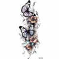 Butterfly and flower temporary tattoo sticker body art floral design waterproof cute decor item - Flower Butterfly Foliage Style (NZ1304) / 19.8x9.6CM