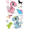 Colorful cartoon dinosaur temporary tattoo sticker sheet for kids, cute waterproof body art. - SW020 Dinosaur