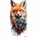 Watercolor fox temporary tattoo sticker for arm body art, waterproof cute animal design decor - Fox (NZ1224)