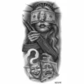 Temporary tattoo sticker dark style vintage art design waterproof arm body tattoo decal sheet. - NZ1276 Statue of Liberty Rifle Style / 19.8x9.6CM