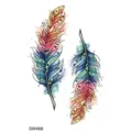 Tattoo temporaneo piume acquerello colorate adesivo corpo mano collo arte trendy - SW468 / 9.8x5.8cm