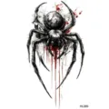 Gothic black spider temporary tattoo sticker with blood splatter effect for hand or foot. - HL089