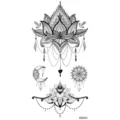 Foglio di adesivi per tatuaggi temporanei con motivi di loto mandala e luna per il corpo. - MZ041