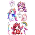 Cute cartoon unicorn temporary tattoo sheet waterproof body art stickers for kids. - SW727