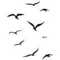 Adesivo per tatuaggio temporaneo di uccelli volanti neri minimalisti, arte corporea. - HM044 (Silouette di Uccello in Volo)