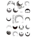 Black and white moon star temporary tattoo sticker sheet for hand and body art decor. - HL133
