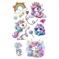 Cute unicorn temporary tattoo sheet for kids and women, sweet cartoon design body art sticker. - SW728
