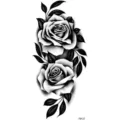 Black and white rose temporary tattoo sticker, elegant floral body art design variant. - FO127