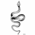 Black snake temporary tattoo sticker for arm, realistic sketch body art design 1pcs - Black and White Snake Style (NZ919) / 19.8x9.6CM