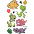 Colorful cartoon dinosaur temporary tattoo stickers, perfect for hand or neck art style. - SW073 Dinosaur