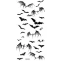 Halloween bat temporary tattoo sticker sheet for arms and body, waterproof black design. - MZ402
