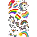 Hoja de pegatinas de tatuajes temporales de unicornio colorido para brazo mano cuerpo arte - Patrón CD042 / 12x6.8cm