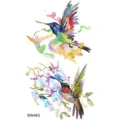 Watercolor hummingbird temporary tattoo sticker, colorful floral body art for arm hand back. - Hummingbird Pattern (SW483) / 9.8x5.8cm