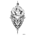 Adesivo per tatuaggio temporaneo con rosa nera e bianca e design di mandala geometrico. - MZ044