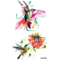 Watercolor hummingbird temporary tattoo sticker stylish body art design for arm hand neck - Hummingbird Pattern (SW484) / 9.8x5.8cm