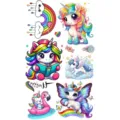 Cute cartoon unicorn temporary tattoo sticker colorful rainbow waterproof body art decal sheet - SW730