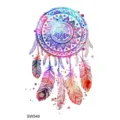 Autocollant de tatouage attrape-rêves coloré plume aquarelle art corporel temporaire - SW549 / 9.8x5.8cm