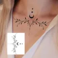 Adesivo tatuaggio temporaneo minimalista luna stella per clavicola collo impermeabile - HM113 / 10x8cm