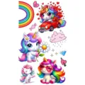 Colorful cartoon unicorn temporary tattoo sticker sheet for hand and body art fashion design - SW731
