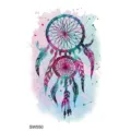 Autocollant de tatouage temporaire attrape-rêves aquarelle, art corporel coloré. - SW550 / 9.8x5.8cm