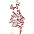 Temporary red floral butterfly tattoo sticker body art waterproof fake tattoo decal - Red Floral Twin Butterflies Style (FO070) / 15x7CM