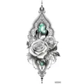 Adesivo per tatuaggio temporaneo rosa nera pizzo gemma verde corpo arte decalcomania MZ045 - MZ045