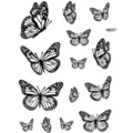 Adesivo per tatuaggio temporaneo farfalla nero e bianco, variante di stile minimalista. - HM097 (Farfalla)
