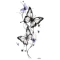 Butterfly temporary tattoo sticker elegant black and purple design for wrist and leg style - Purple Butterfly Vine Style (FO075) / 15x7CM