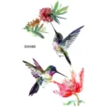 Watercolor hummingbird temporary tattoo sticker for hand arm neck body art fashion. - Hummingbird Pattern (SW486) / 9.8x5.8cm