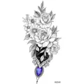 Adesivo per tatuaggio temporaneo rosa nera fiore gemma a goccia arte corpo impermeabile - MZ046
