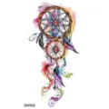 Autocollant de tatouage temporaire attrape-rêves aquarelle coloré avec plumes pour adultes - SW552 / 9.8x5.8cm