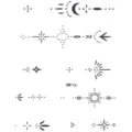 Foglio di adesivi per tatuaggi temporanei nero bianco minimalista luna stella dita - HM116 (Stelle Luna e Frecce)