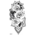 Adesivo per tatuaggio temporaneo mandala rosa nera, foglio d'arte corporea floreale impermeabile. - Mz047