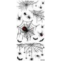 Halloween temporary tattoo sticker sheet featuring spider webs and creepy spiders for party. - MZ406