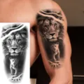 Realistic lion family temporary tattoo sticker for men and women, waterproof body art arm decor. - Lion Family Style (NZ1003)