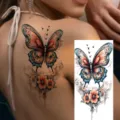 Waterproof butterfly flower temporary tattoo sticker for arm, leg and body decoration. - Butterfly Floral Pattern (NZ1031)
