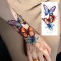 Waterproof temporary tattoo stickers featuring colorful watercolor butterflies and flowers for arm and leg. - Butterfly Floral Pattern (NZ1306)