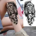 Waterproof realistic temporary lion family tattoo sticker for leg and arm body art style - Lion Family Style (NZ362)