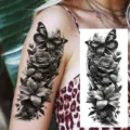 Adesivo per tatuaggio temporaneo farfalla floreale impermeabile per braccio gamba body art. - Motivo Farfalla Floreale (NZ509)