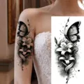 Adesivo per tatuaggio temporaneo impermeabile farfalla fiore per braccio arte corporea - Motivo Farfalla Floreale (NZ510)