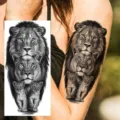 Adesivo per tatuaggio temporaneo realistico famiglia di leoni impermeabile braccio - Stile Famiglia di Leoni (NZ313)
