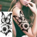 Waterproof butterfly sunflower temporary tattoo sticker for arm and leg body art decoration - Butterfly Floral Pattern (NZ513)